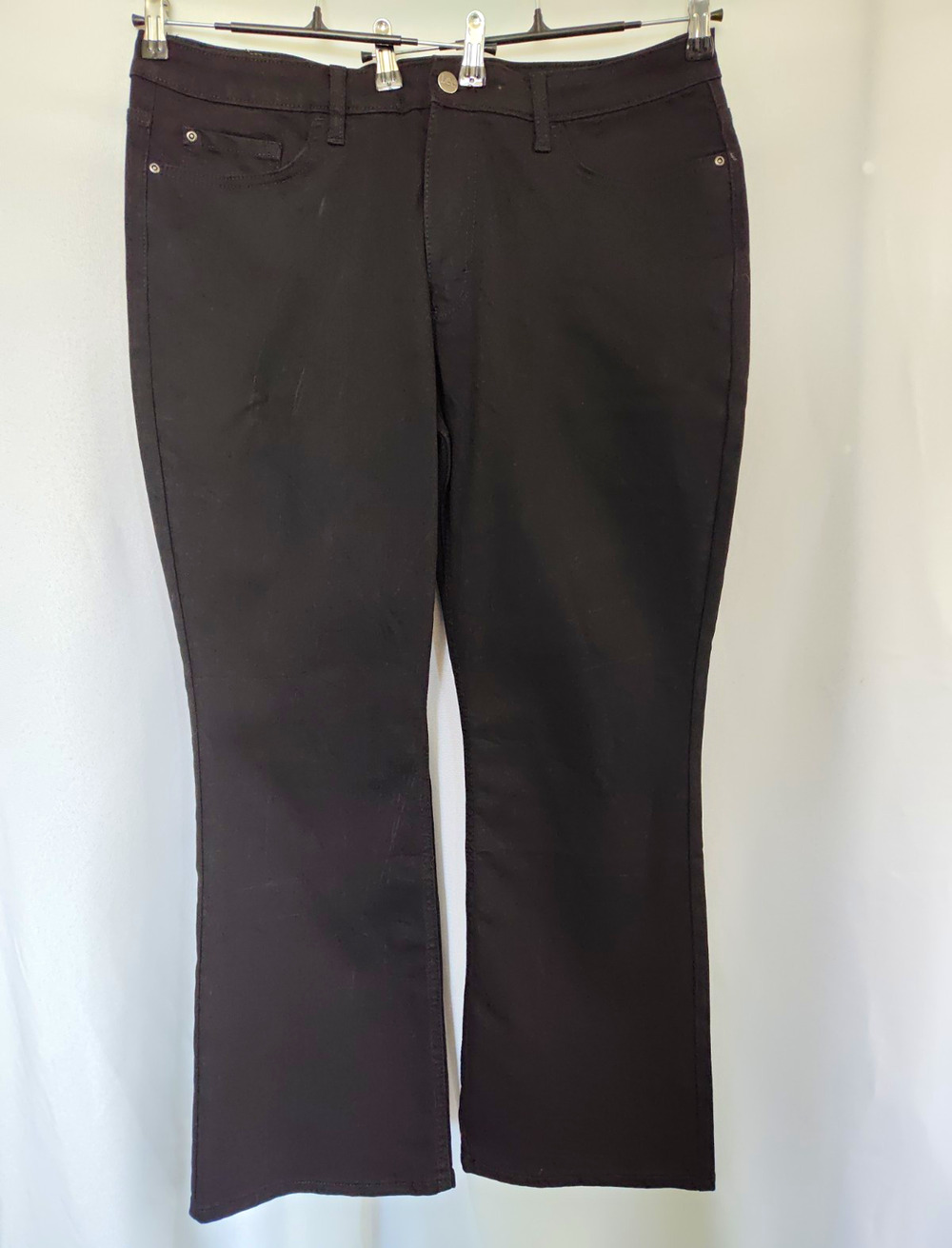 Lee Women’s Plus 18 Black Solid Denim Bootcut Pants Stretch Pockets Zip
